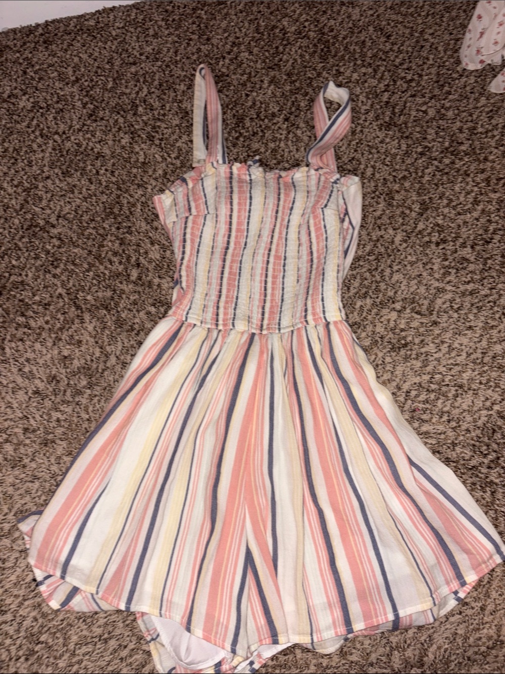 Hollister Multicolor Striped Smocked Romper w Removable/ Adjustable Straps